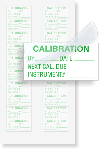 Calibration: By/Date/Next Cal. Due/Instrument# - Green