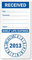Punch Out Shelf Life Expires Received Label
