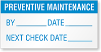 Preventive Maintenance Label: By/Date/Next - Blue
