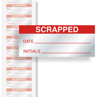Scrapped Calibration Labels, Red On Silver