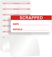 Scrapped Calibration Labels, Red On White