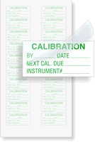 Calibration: By/Date/Next Cal. Due/Instrument# - Green