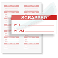 Scrapped Calibration Labels, Red On Silver