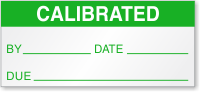 Calibrated By, Date, Due Label