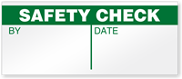 Safety Check By/Date Write-On Label
