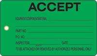 Accept Plastic Tags, Vinyl Inspection Tag