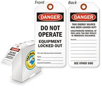 Danger Do Not Operate Equipment Locked Out Tag-in-a-Box
