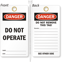Do Not Operate Lockout Tag