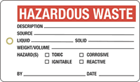 Hazardous Waste Plastic Vinyl Inspection Tag
