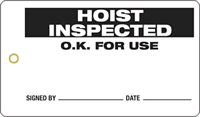 Hoist Inspected Plastic Vinyl Inspection Tag