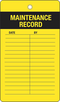 Maintenance Record Plastic Vinyl Inspection Tag
