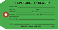 Color-coded rework/repairable tag.