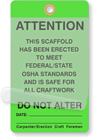 This Scaffold Has Been Erected Self-Laminating Tags