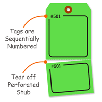 Blank Fluorescent Green Numbered Tag with Tear-Stub