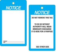 3¼” x 6” Vinyl Safety Tag