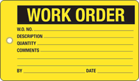 Work Order Plastic Tags, Vinyl Inspection Tag