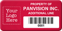 Asset Label, Property of Company Name with Barcode