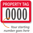 PROPERTY TAG Label, numbering, pack of 1000