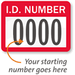 I.D. NUMBER Label, numbering, pack of 1000