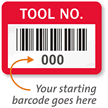 TOOL NO., with barcode numbering