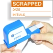 Scrapped Calibration Labels, Orange On White
