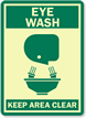 Eye Wash Keep Area Clear (graphic) Sign