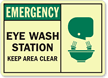 Emergency Eye Wash Station Keep Clear Sign
