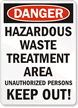 Danger Hazardous Waste Treatment Area Sign