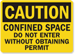 Caution: Confined Space Do Not Enter Sign