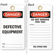 Defective Equipment Lockout Tag