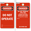 Do Not Operate Lockout Tag