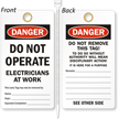 Do Not Operate Electricians At Work Lockout Tag