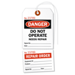 Do Not Operate Repair Tag