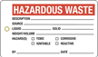 Hazardous Waste Plastic Vinyl Inspection Tag