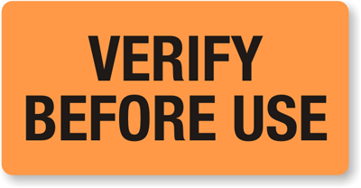 Verify Before Use Fluorescent Label, SKU: LB-1928