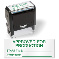 Approved for Production Start Stop Time Self-Inking Stamp
