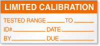 Limited Calibration Tested Range, To, ID, Date Label