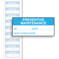 Preventative Maintenance Labels, Blue On White