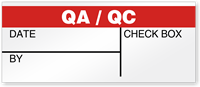 QA/QC Date, By, Check Box Write-On Label