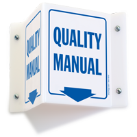 Quality Manual with Down Arrow Sign